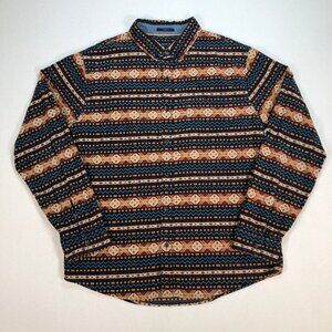 Roark Shirt Men's M Multicolor Aztec Flannel 100% Cotton Pocket Logo Button Down